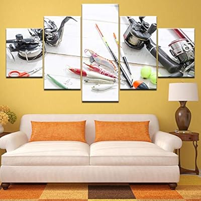 Mondfh 5 Consecutive Paintings Canvas Paintings Sea Fishing Rod