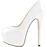 onlymakerheels Women's High Heel Platform Round Closed Toe Dress Pump Shoes