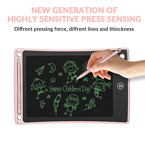 iThrough LCD Writing Tablet Drawing Tablet, 8.5-inch Doodle Board Electronic Doodle Pads Writing Board for Kids & Adults, Mini Handwriting Paper Drawing Tablet for School, Home, Office (Pink)