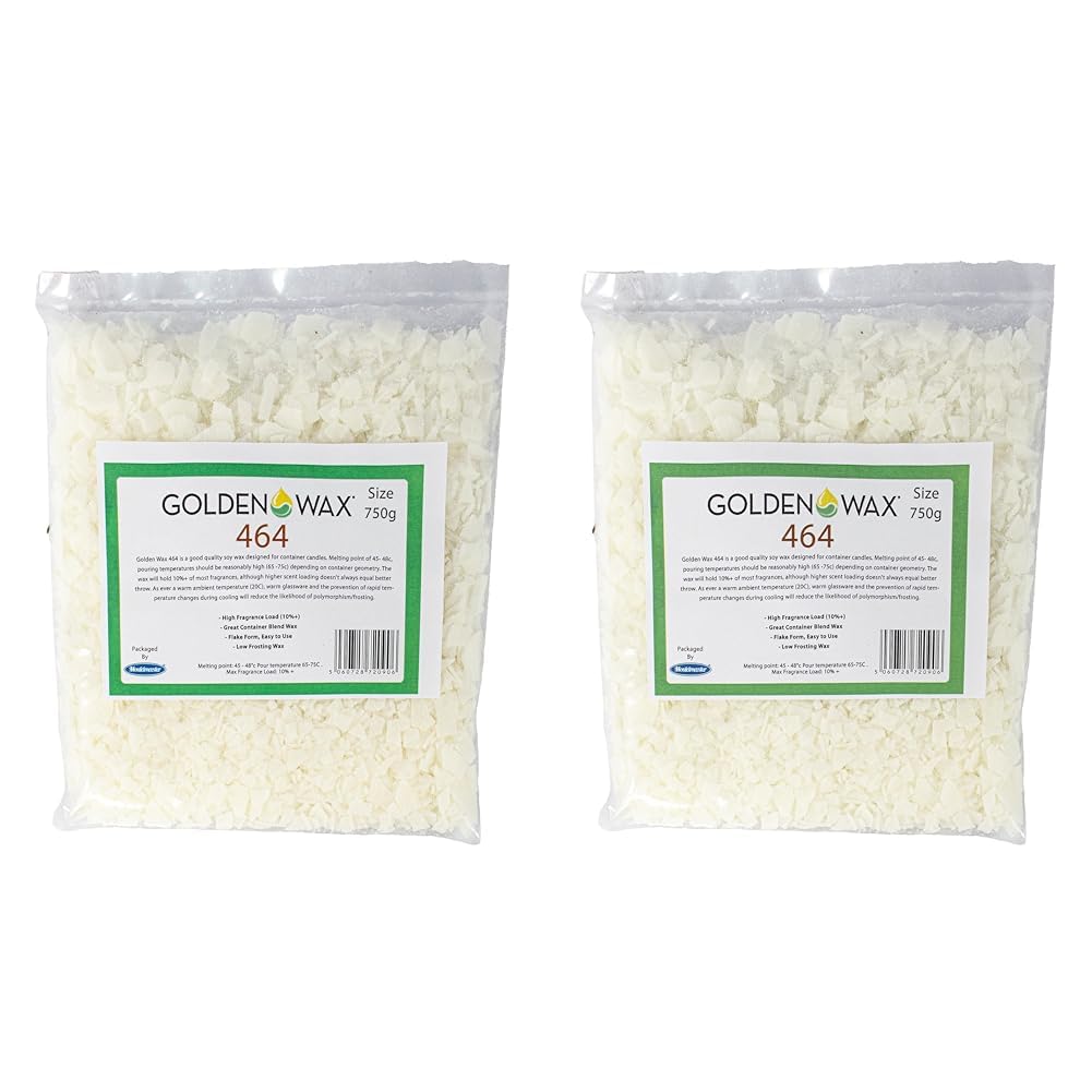 Goldenwax Golden Container Soy Wax 464 Flaked, White, 750g (Pack of 2)