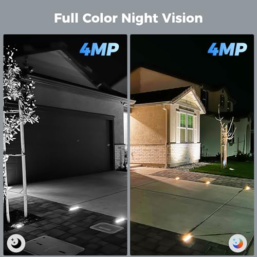 Hiseeu Solar Security Cameras Wireless Outdoor, Battery Powered 3K 4MP Indoor WiFi Smart Cameras for Home Security Outside, Motion Detection, Waterproof, Color Night Vision, 2-Way Audio
