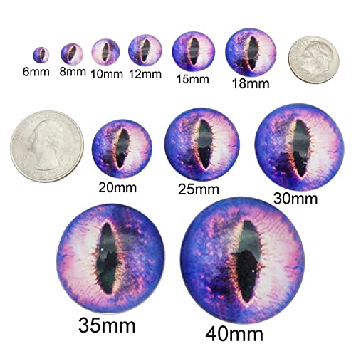 Julie Wang 50PCS 6MM Glass Dragon Eyes Small Flatback Cabochon Cameo for Jewelry Crafts Making Supplies Tiny Size 0.24inches