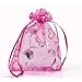 Housweety 100PCs Fuchsia Love Heart Pattern Organza Wedding Gift Bags Pouches 12x9cm