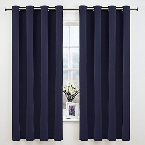 84 inch x 52 inch Navy Blue Color 1 Panel Curtains and Drapes, Thermal Insulated Solid Grommets Best Blackout Window Drapery for Bedroom Living Room (52 inch Wide M, Navy Blue)