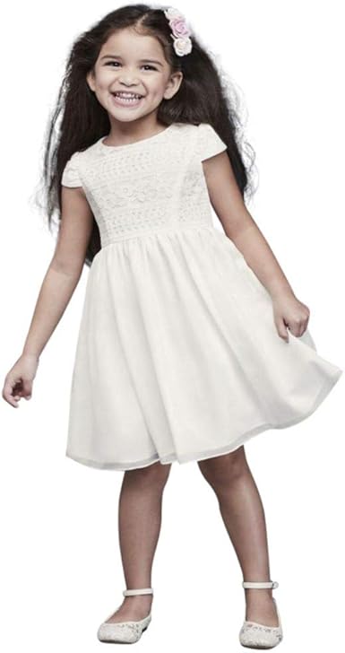 white cap sleeve flower girl dress