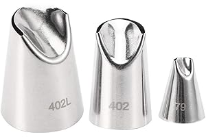 Haofy Stainless Steel Cake Decorating Nozzle Set for Baking Cookies Biscuits Cake Decoration, 3Pcs Pastry Nozzles for Kitchen