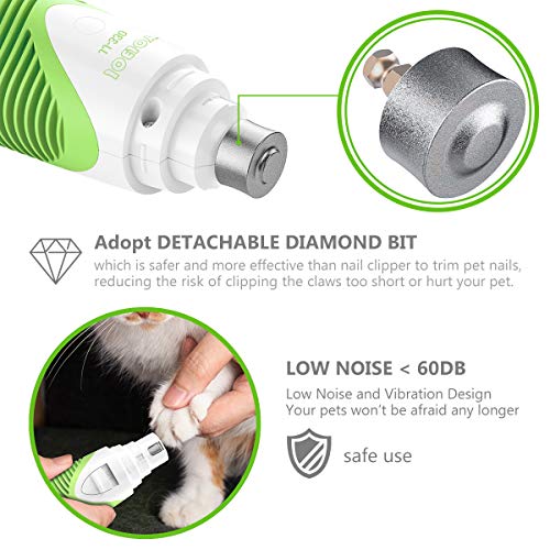 JOEJOY Electric Pet Nail Grinder Dog Nail Trimmer Clipper Rechargeable & Portable Grooming Trimming Shaping Smoothing Gentle Painless Paws for Dogs and Cats