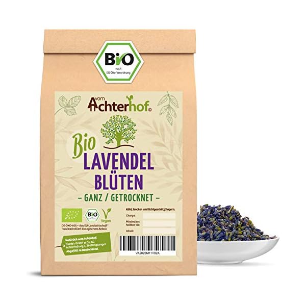 LavendelblÃ¼ten Bio getrocknet 250g | getrockneter Lavendel | Bio-Lavendel-Tee | 100% natÃ¼rlich - LebensmittelqualitÃ¤t | aus kontrolliert biologischen Anbau | vom Achterhof