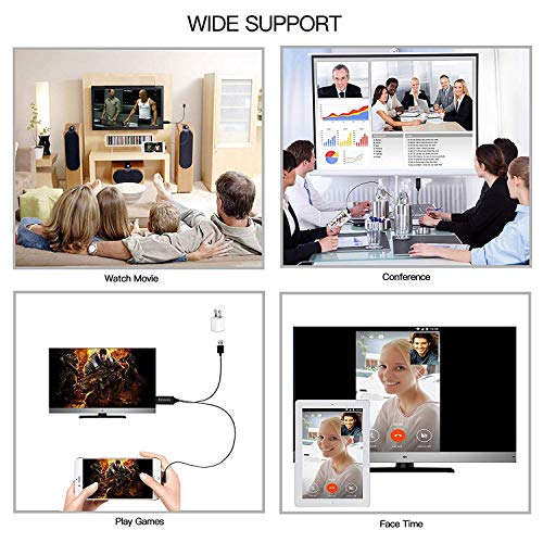 Compatible with iPhone iPad to HDMI Adapter Cable, Kicoeoy 6.6ft Digital AV Adapter 1080P HD TV Connector Cord Compatible with iPhone Xs Max XR 8 7 6Plus 5 iPad iPod to TV (Black)