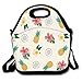Pineapple And Flowers Personalized Insulated Lunch Bag Food Bag Lunch Tote Neoprene Gourmet Handbag Lunch Box Cooler Warm Pouch Picnic Bag For School Work Office