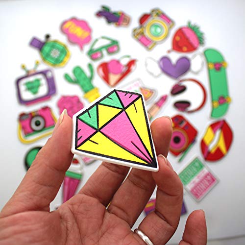 Sticker for Teens Waterproof 3D Leather Stickers Reusable Graffiti Patches for Teens on Handbag, Luggage, Wall, Laptop, Mac Book and More! Pack of 5 Sheets (28pcs)