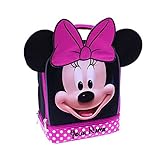 Personalized Minnie Mouse Face Print Polka Dot with Ears Back to School Insulated Lunchbox Lunchbag with Name Embroidery - 9 Inches