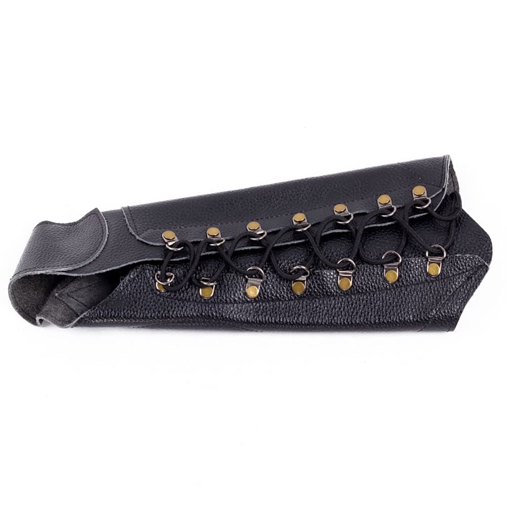 CENPEK Black Archery Arm Guard Adjustable Cow Leather Antique Bracer 12.2 Inches