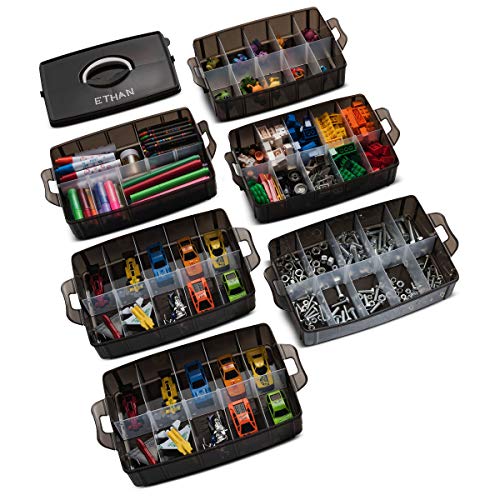 LifeSmart Stackable Storage Container Black 60 Adjustable Compartments