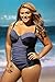 LittleLittleSky Womens Sexy Black Grey Color Block Ruched Plus Size Swimwear One Piece Swimsuits ((US 14-16) XL, Black Grey)