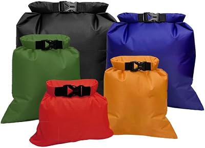 kuou 5Pcs Waterproof Dry Bags 1.5L 2.5L 3.5L 4.5L 6L Multicolor