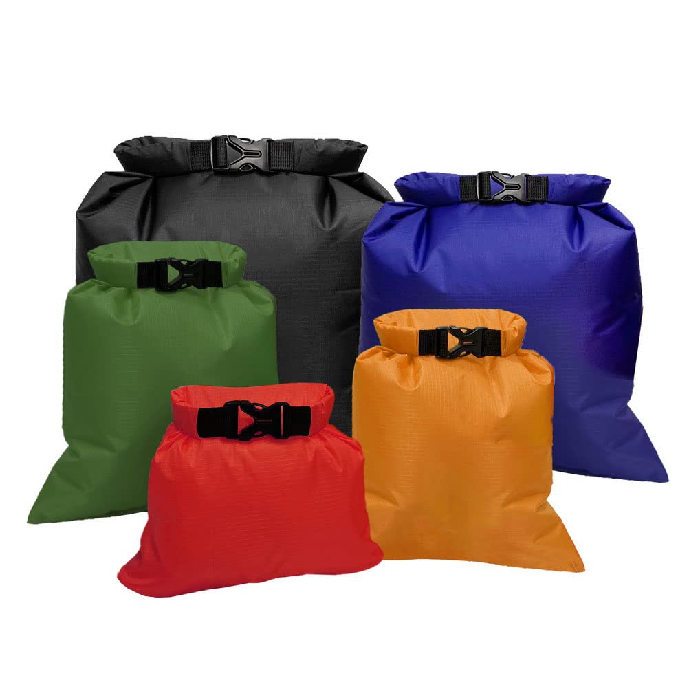 kuou 5Pcs Waterproof Dry Bags, Dry Sack Waterproof Bag Lightweight Dry Bag Snorkeling Bag Drifting Bag Multicolor (1.5L+2.5L+3.5L+4.5L+ 6L)