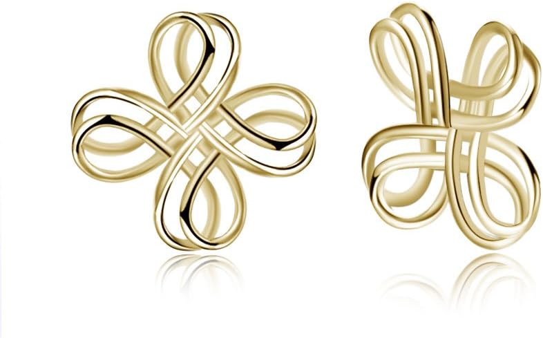 14k Rose Gold Sterling Silver Irish Celtic Knot Stud Earrings Dangle