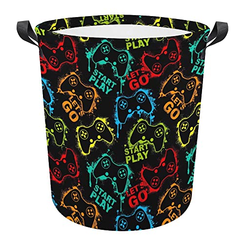 Gaming Game Laundry Basket Boys Hamper Kids Laundry Basket Baby Laundry Hamper Dirty Clothes Organizer Boys Toy Storage Bin Nursery Hamper for Bedroom Bathroom Gamer Room Decor