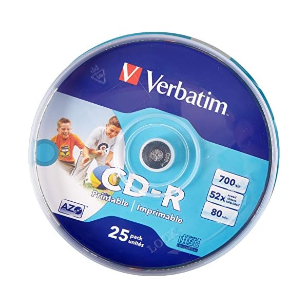 Verbatim CD-R AZO Wide Inkjet Printable 700 MB, 25er Pack Spindel, CD Rohlinge, 52-fache Brenngeschwindigkeit mit langer Lebensdauer, leere CDs bedruckbar, Audio CD Rohling – Bild 3