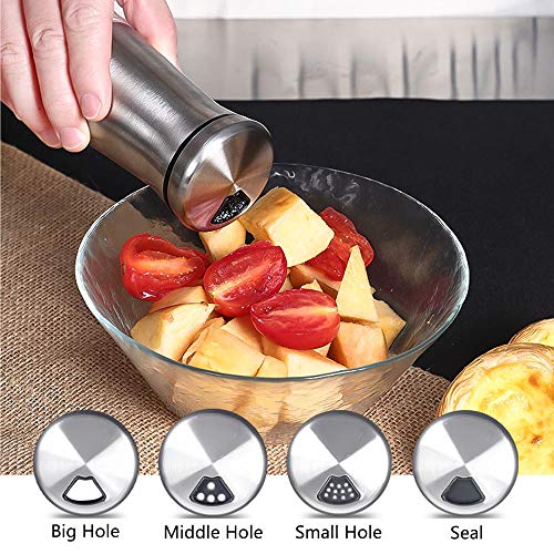 Stainless Steel Salt and Pepper Shakers Set Stainless Steel with Glass