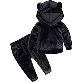 ZFTTZYMX Boys Girls Velvet Hooded Tracksuit Sweatshirt Top + Sweatpants Hoodie Outfit Set