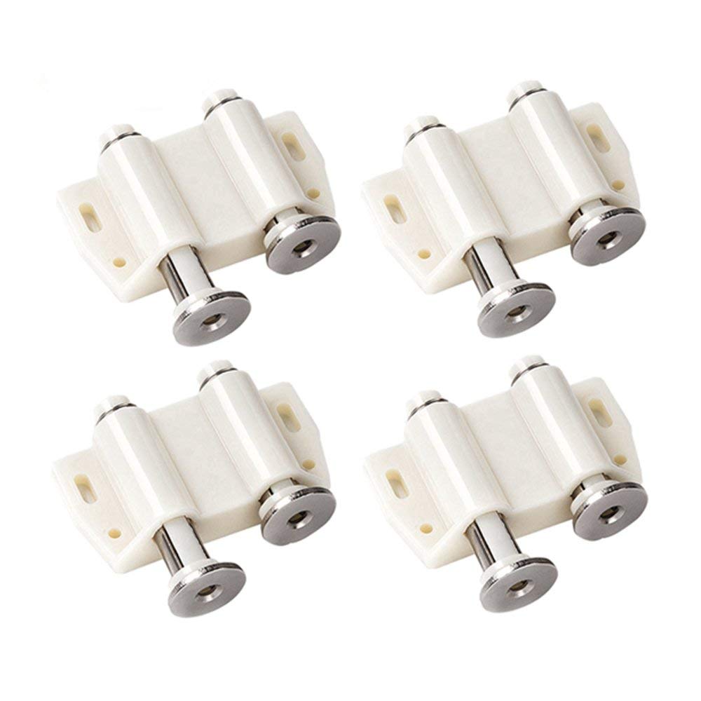 Merriway BH06697 (4 Pcs) Push Double Magnetic Catches White - Pack of 4 Pieces