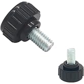 10 Pieces Carbon Steel Threaded Knurled Thumbscrew, M6*10mm | Black, Round Clamping Screws, Grip Knobs, For Machinery Latch