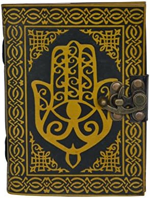 Hamsa Hand Sign Of Protection Leather Bound Book Of Shadow Celtic Embossed Personal Journal ( 7 Inch )