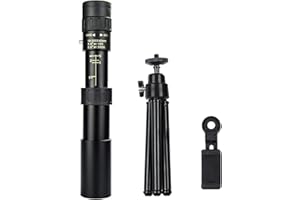 10-300×40 Zoom Monocular HD BAK4 Prism Monocular Retractable Telescope with Tr Phone Mount Lanyard Carrying Case for Travel B