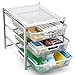 EZOWare 3 Tier Pull Out Organizer Cabinet Sliding Drawers for Bathroom, Office, Countertop, Pantry, k-Cups, Under The Sink, and Kitchen - Silver