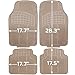 OxGord Universal Fit Front/Rear 4-Piece Full Set Ridged Heavy Duty Rubber Floor Mat - (Beige)
