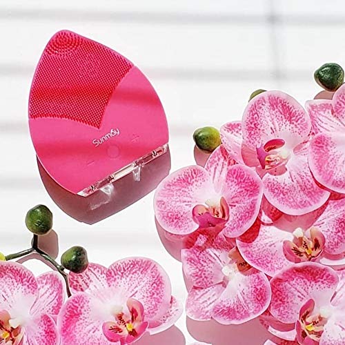 SUNMAY Leaf Sonic Face Cleanser and Massager Brush with Timmer, Rechargeable IPX5 Waterproof Organic Silicone Facial Cleansing Brush