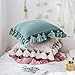 famibay Knitted Pillow Covers with Pompoms Tassel Boho Striped Cable Knit Throw Pillow Cases Decorative Pillow Cushion Cover Set for Home Sofa Couch Bed 18” x 18” Beige