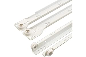 Prime-Line R 7211 Drawer Slide Kit – Replace Drawer Track Hardware – Self-Closing Design –Fits Most Bottom/ Side-Mounted Drawer Systems –17-3/4 In. Steel Tracks, Plastic Wheels, White (1 Pair)