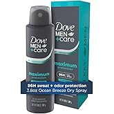 Dove Men+Care Anti-Perspirant Spray Ocean Breeze Maximum Protection Deodorant for men 96-Hour Comfort 3.8 oz