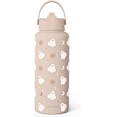 Halloween Boo Stainless Steel Water Bottle 32 Ounces with Lid & Straw, Sport Insulated Bottles for Girls Women