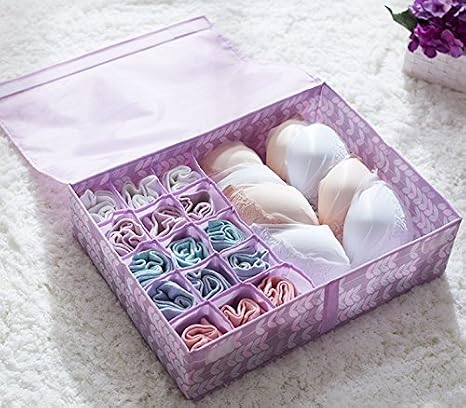 Amazon Elegantflower 収納ボックス 収納ケース 引出し仕切りケース 1 15マス 下着 靴下 ブラジャー ランジェリー ショーツ 収納 蓋付け おしゃれ 可愛い 丈夫 折りたたみ 水洗い可 パープル 衣類用引き出し仕切り オンライン通販