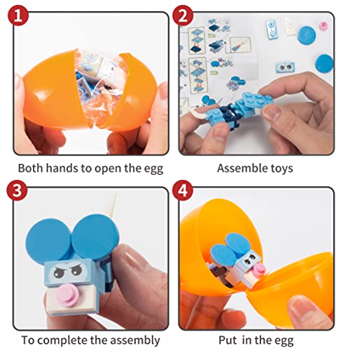 144-Piece Prefilled Easter Eggs With Toys Inside - Assorted Mini Toys & Stickers, Easter Egg Hunt Supplies For Kids, Party Favors, Basket Stuffers