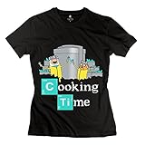 Women Funny Cartoon T-Shirt M Black Cotton Vintage Apparel