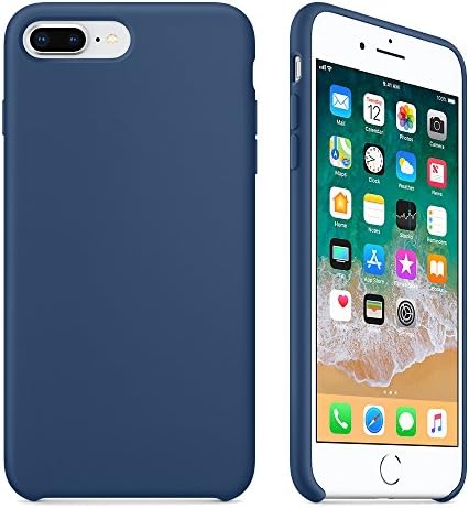 iPhone 8 Plus Case, iPhone 7 Plus Case,LINDIANSHUMA Liquid Silicone Gel Rubber Case with Soft Microfiber Cloth Lining Cushion for Apple iPhone 8 Plus 2017/ iPhone 7 Plus 2016,Blue Cobalt