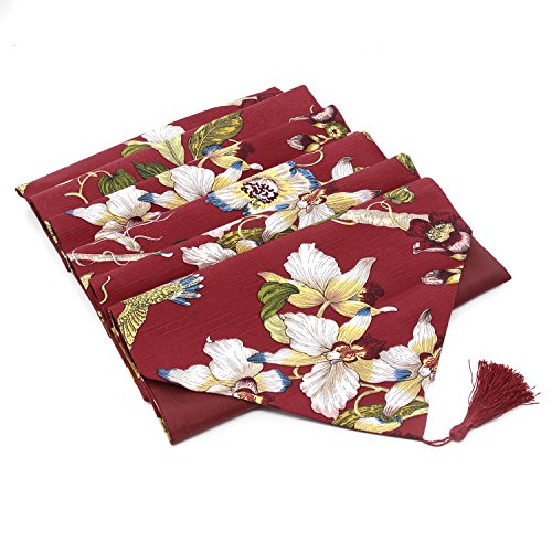 Xcellent Global Dining Table Runner and Placemats Set for Home Dinner, Party, Thanksgiving, Christmas, Wedding and Festival Decoration, Red HG161