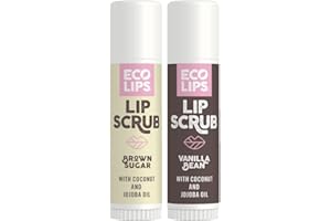 Eco Lips LipScrub Sugar Scrub Sticks - Brown Sugar & Vanilla Bean - 100% Natural Lip Care Treatment with Organic Sugar and Coconut Oil - Gently Exfoliate & Polish Dry, Flaky Lips, 100% Edible