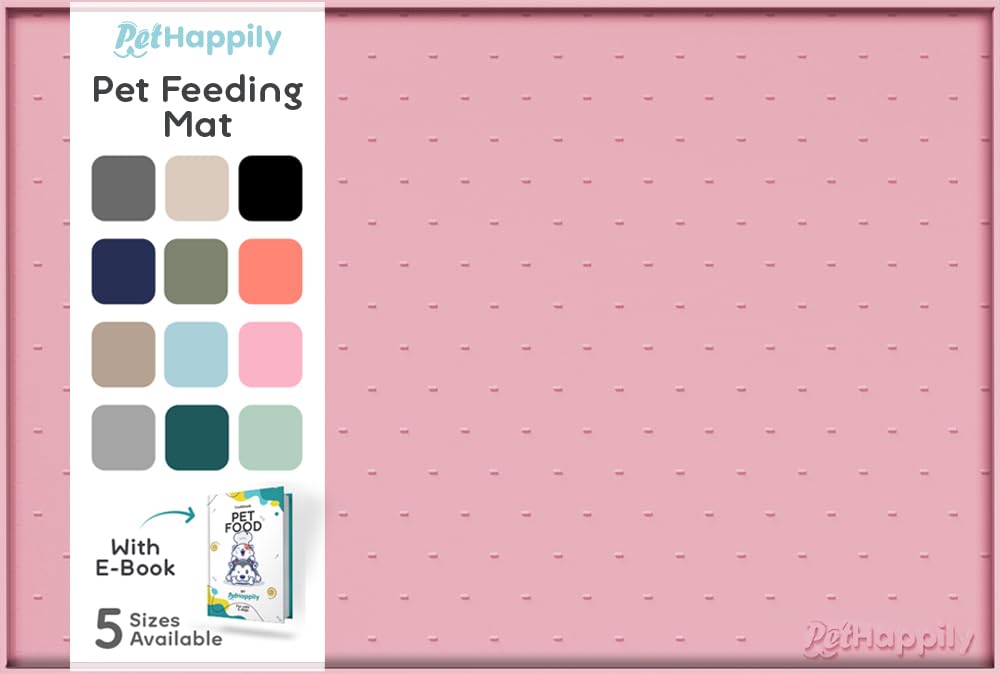 Photo 1 of PetHappily Dog Food Mat - Raised Edges Dogs Mat for Food and Water Prevent Spill, Waterproof Cat Food Mats Protect Floors, Easy Clean Dog Bowl Mats for Food and Water, Silicone Pet Food Tray