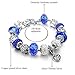 CHOKER ® Silver Plated Snake Chain Charm Bracelets Crystal Beads Bracelet for Women (Blue)