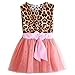 Girls Kids Vintage Lepoard Sleeveless Tulle Skirt Kids Party Dresses (6-7 Years, Lepoard)