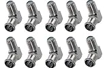 iMBAPrice (Pack of 10) Right Angle Coax F-Jack to F-Quick Push On Plug - Male/Female - Adapter (Support Comcast, Time Warner, Cox Communications, Charter Communications, Verizon FiOS, and AT&T)