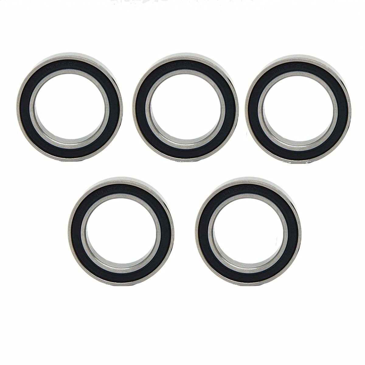 5 Pcs Deep Groove Ball Bearing Rubber Cover Bearing Ball Bearings 6000RS 10x26x8mm Pre-Lubricated Bearings High-Carbon Steel Silver