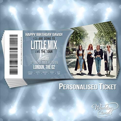 LITTLE MIX 2019 LM5 Personalised Ticket Christmas or Birthday Brother Son Daughter Granddaughter Grandson Nephew Niece Sister Friend Party Event Performance Tickets Present Any Colour Any Text