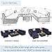 PHI VILLA Patio Furniture Set Outdoor Rattan Sectional Sofa with Tea Table (8 Piece, Blue)